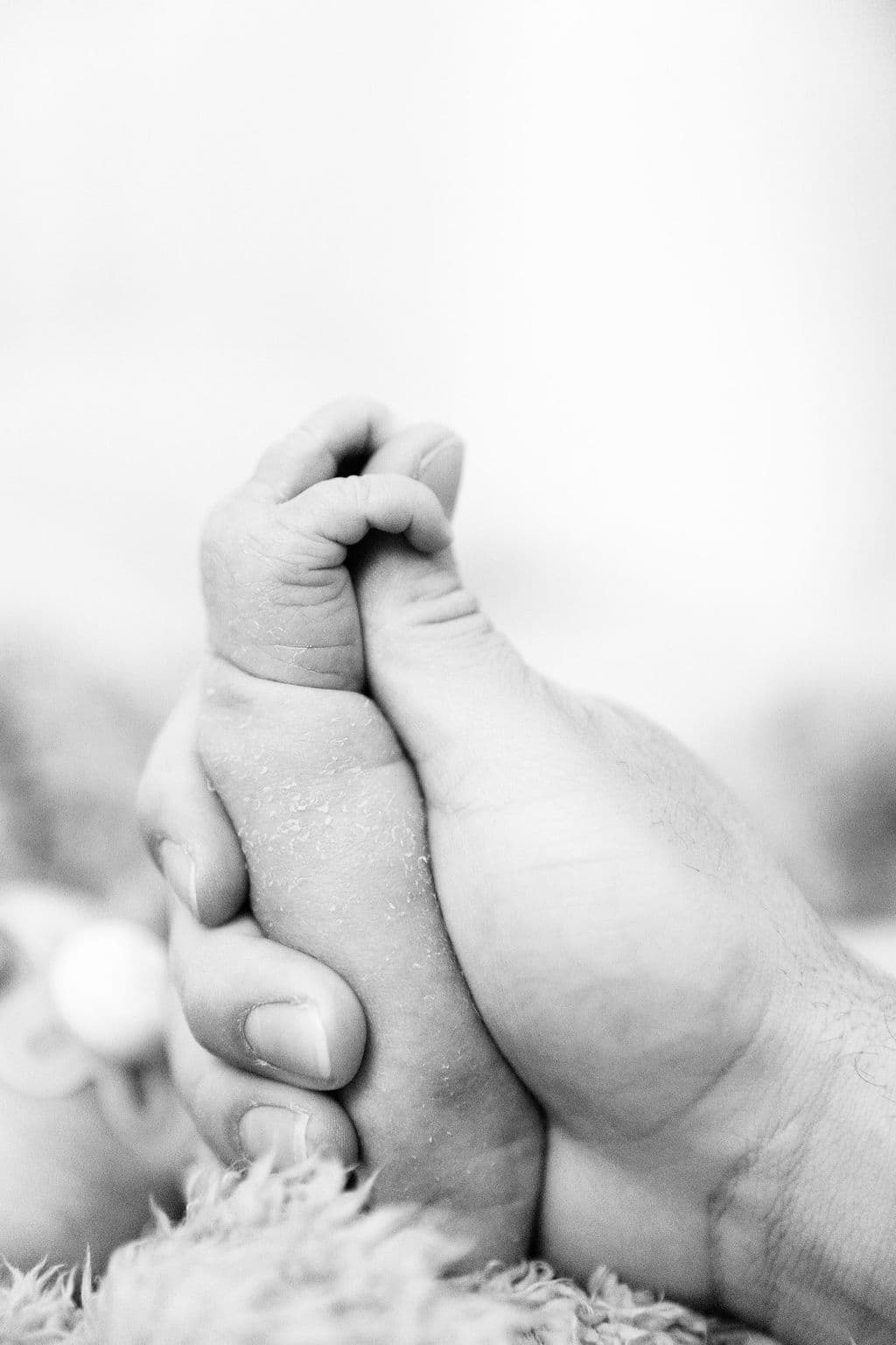 Newborn baby hands close-up