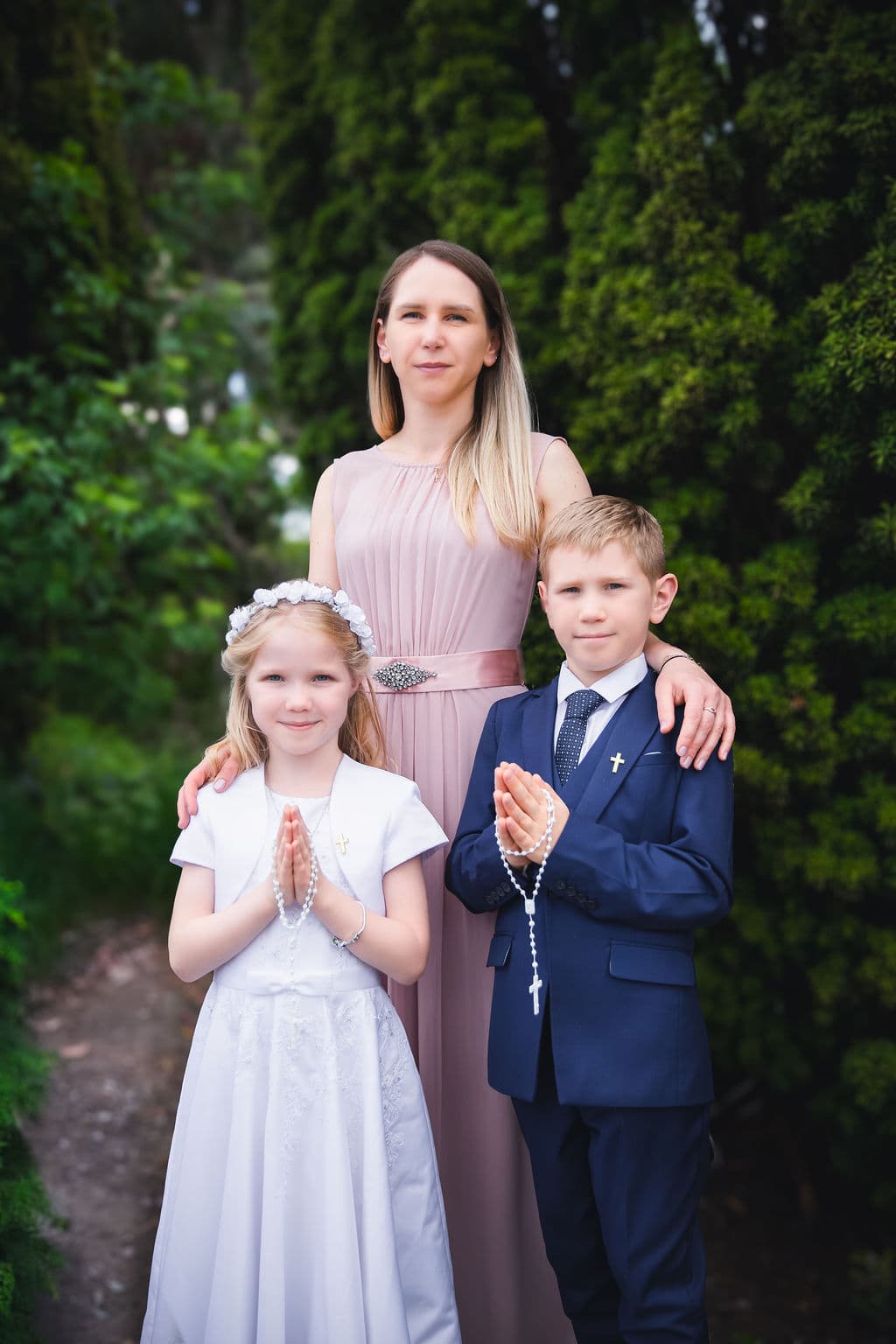 Family portrait in garden setting