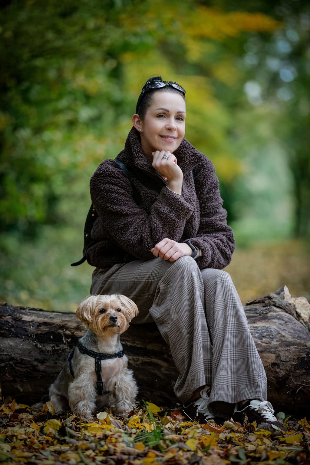 Lifestyle portrait in autumn woodland